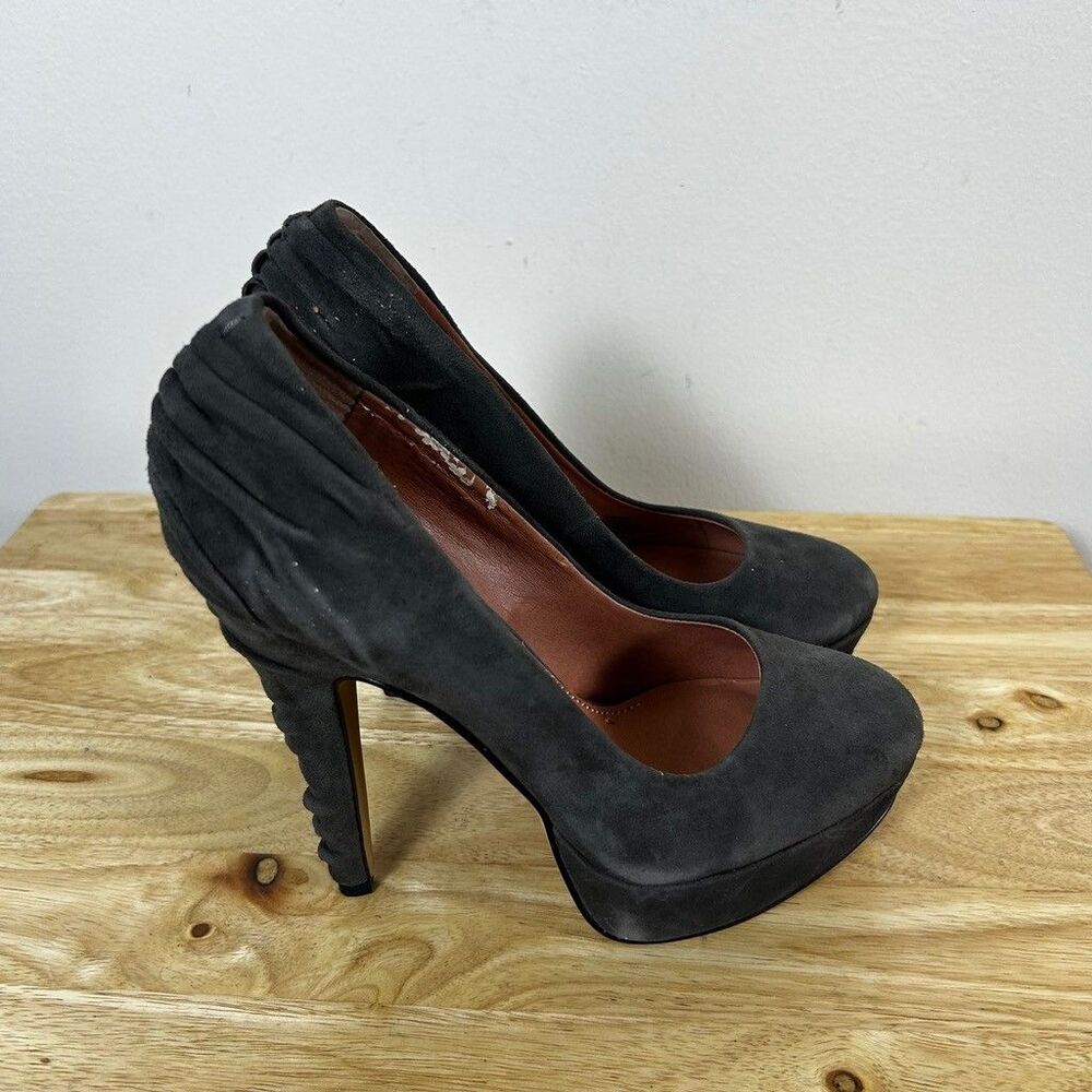 Vince Camuto Momas Charcoal Gray Suede Platform Pumps Heels Womens Size 6.5
